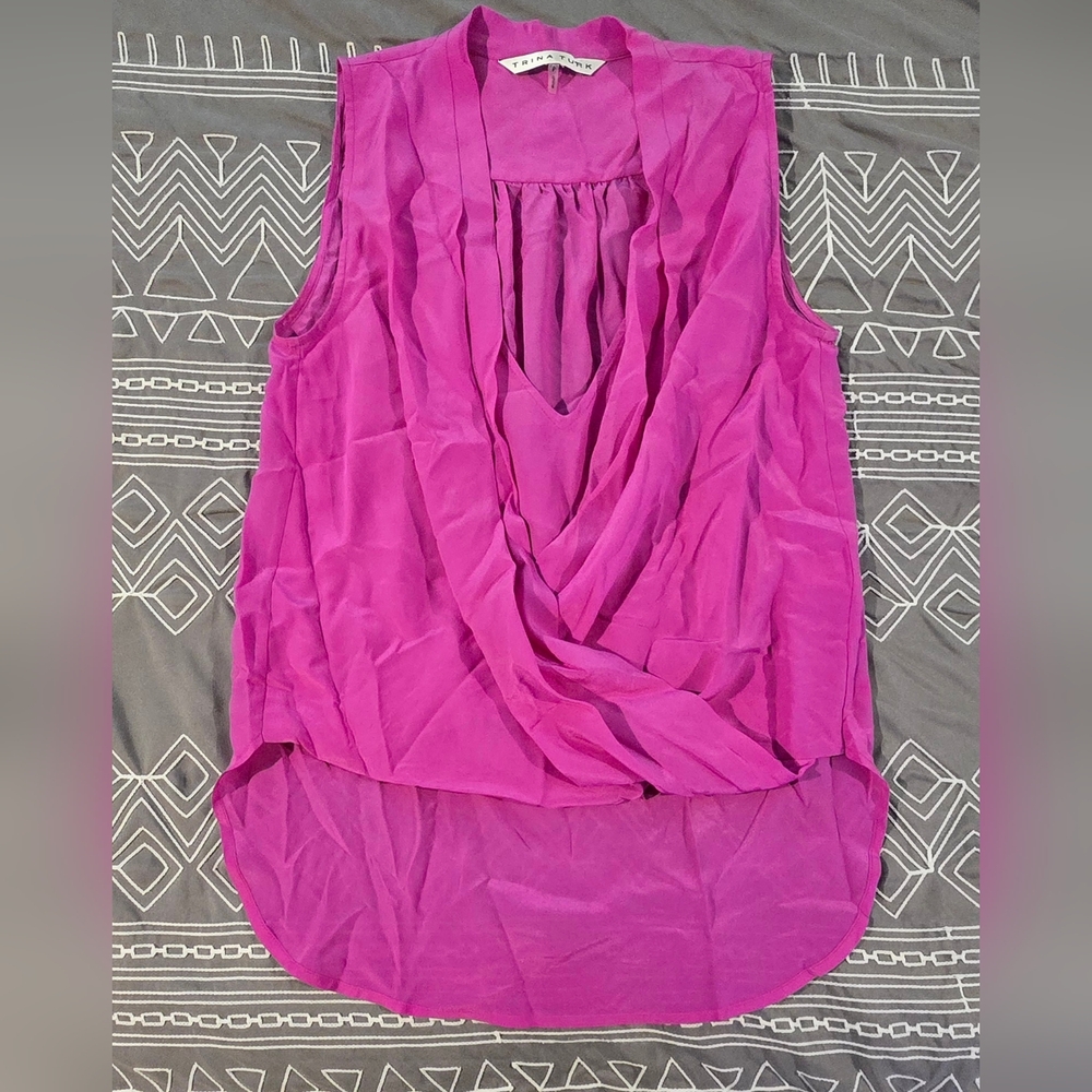 Trina Turk Pink Silk Sleeveless Top Size P